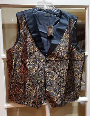 Dibangu Waistcoat / Vest Black Gold Paisley XL NWT • $16.99
