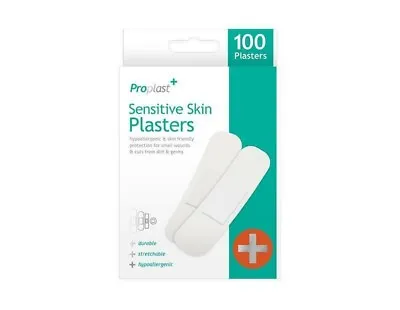 100 Pack Sensitive Skin Plasters Hypoallergenic Latex Free First Aid Covers • £2.90