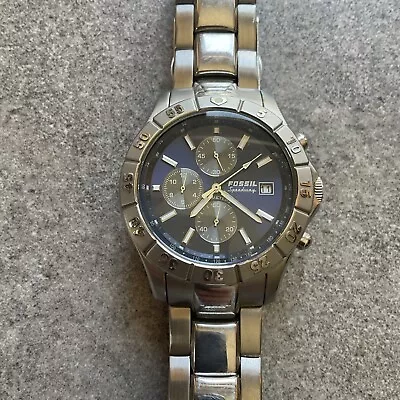 Fossil Blue CH-2332 Mens Watch Speedway Chronograph Date Stainless Steel Band B • $39.95