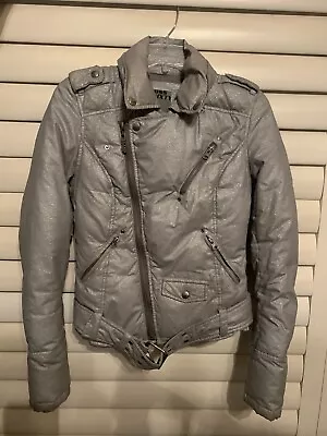 Miss Sixty Silver Moto Jacket Medium Alice Cullen Rosalie Hale Twilight SA • $250