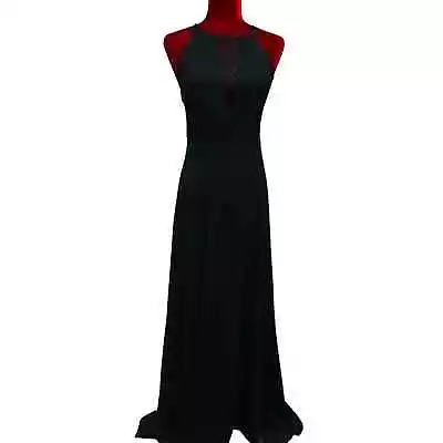 LULU'S Sz L Romantic Mood Black Lace Insert Sleeveless Maxi Dress NEW B120 • $81
