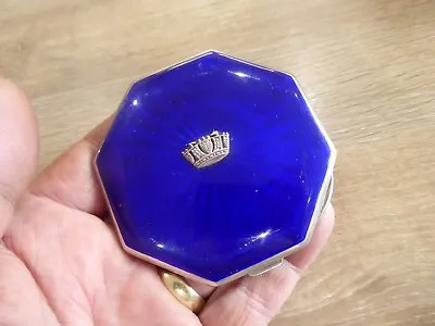 £180 • Buy J.w.benson Antique Solid Sterling Silver Compact  With Fine Guilloche Enamel Top