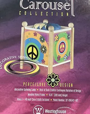 Vintage 1999 Westinghouse Carousel Collection Spinning Peace Love Design Lamp • $59.95