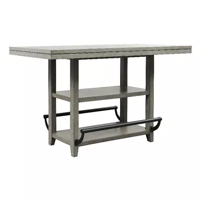 Scott Living Essex Wood Bar Table With Storage Shelf In Dove Gray • $779
