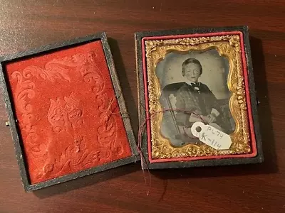 Rare 1800's Case Image Of Young Boy In Chair ~Ambrotype Daguerreotype For Repair • $6.95