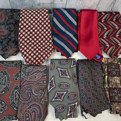 Lot Of 8 Red Green Gray Vintage & Modern Career Silk Polyester Necktie Ties • $25