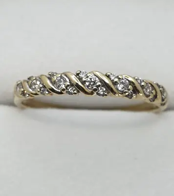 375 9ct Yellow Gold 21 Diamond Wedding Band Or Stack  Ring Size Q *VIDEO* • $265