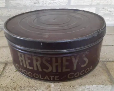 Large 1940's Vintage Round Hershey's  Chocolate And Cocoa Tin 12 1/2  Wide • $50