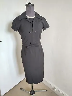 Black Christian Dior Dress Size 8 Mad Men 1950s Chic • £225