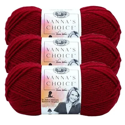 (3 Pack) Lion Brand Yarn 860-180E Vanna's Choice Yarn Cranberry • $15.35