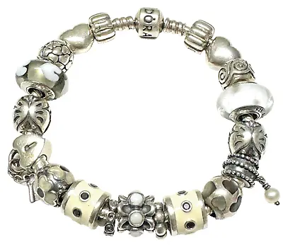 100% Authentic Pandora Vintage White Bracelet With Charms Total 20 Pcs Included • £199.49