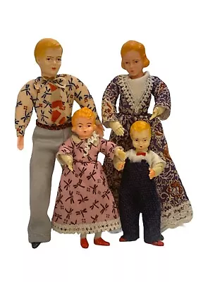 Vintage German Caco Miniature Dollhouse Mom Dad  Girl & Boy  Family Dolls • $36.75