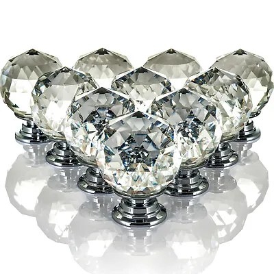 £7.95 • Buy 10 Crystal Glass Door Knobs Diamond Drawer Cabinet Furniture Handle Knob Kitchen