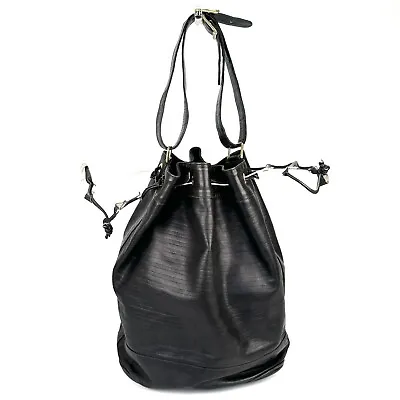 Valentino Bucket Bag Drawstring Leather Purse PVC　Black • $99