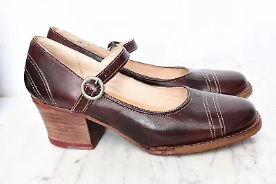 OAK TREE FARMS TWIGLEY DARK SCARLETT RUSTIC Leather Mary Janes Shoes Womens Sz 9 • $89.95