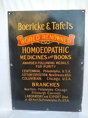 Vintage Enamel Sign Boericke & Tafels Book & Homeopathic Medicine Usa New York # • $1006.96