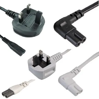£5.49 • Buy Figure Of 8 Power Lead 2 Pin Mains Cable UK Plug Cable Cord C7 Fig Laptop TV Lot