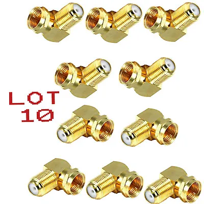 10pcs 90 Degree Right Angle Gold Plated F RG6 RG59 Coaxial Coax Connector • $8.74