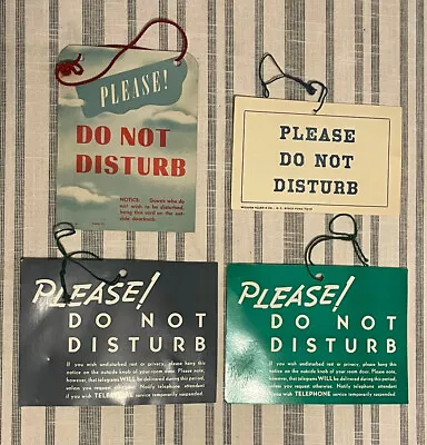 Vintage 1960s Do Not Disturb Maid Service Hotel Motel Door Sign Hanger Lot Of 4 • $44.99