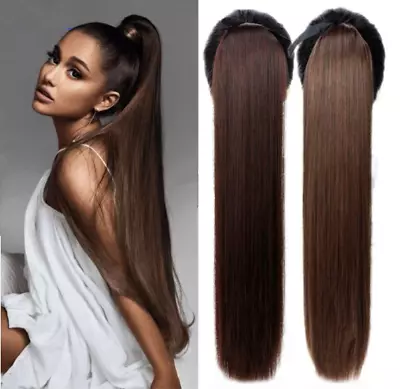 Hair Ponytail Clip In As Real Human Hair Extensions Pony Tail Straight 32  /85CM • $4.97