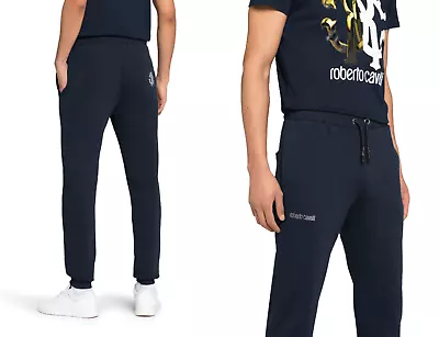 Roberto Cavalli Firenze RC Logo Sweatpants Jogging Pants Trainer Navy L • $200.25