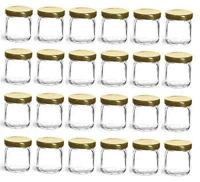 Nakpunar 24 Pcs 1.5 Oz Mini Glass Jars With Gold Lid MADE IN USA Jam Honey Favor • $27.99