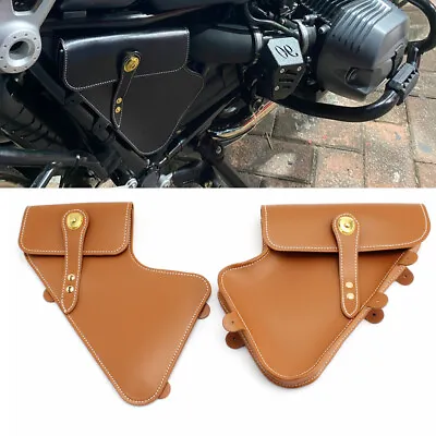 PU Leather Side Frame Tool Bag Luggage Holder Fit BMW R Nine T Scrambler Pure • £69.58