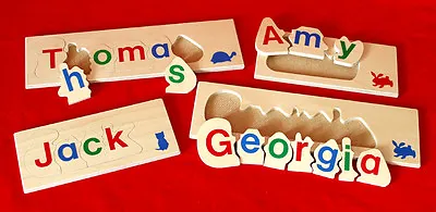 Children's NAME JIGSAW PUZZLE 3-6 LETTER Personalised LEARN TO SPELL Wooden Toy • £13.50