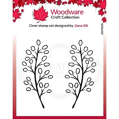 £4.75 • Buy Woodware Carla Leaf Stems Foliage 2 Piece Clear Stamp Set Birthday Card Making