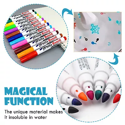 Magical Water Painting Pen Erasable Drawing Whiteboard Floating Pen (8pcs) • £5.27