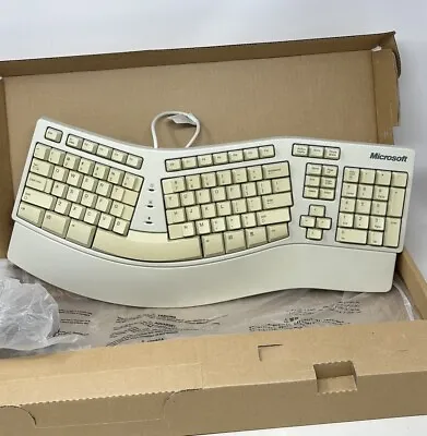 Microsoft Natural Elite Ergonomic PS/2 & USB Keyboard White In Original Box • $23.18