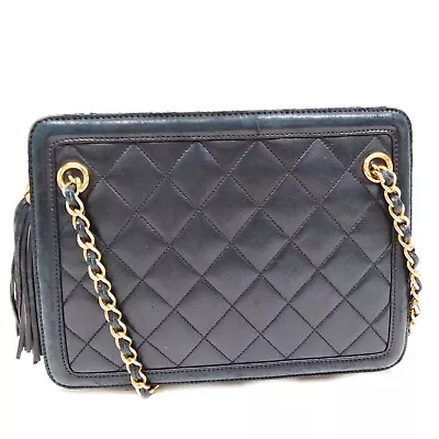 Chanel Shoulder Bag Matelasse Black Lamb Skin 1182853 • $67