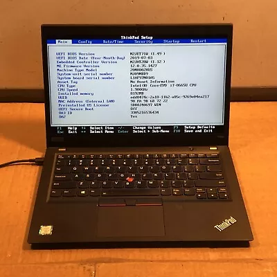 LENOVO Thinkpad T490s Intel Core I7-8665U @1.90GHz 8GB LAPTOP Computer No HDD • $61