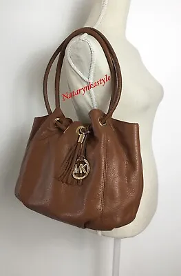  Michael Kors Luggage Brown Leather Ring Tote Shoulder Bag • $115