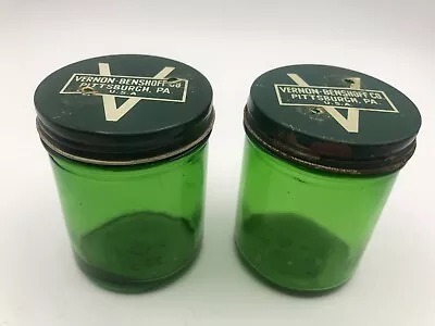 Set Of 2 Vintage Owens-illinois Duraglas 4 Oz Emerald Green Jar -vernon/benshoff • $6.99