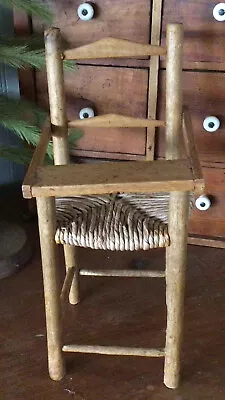 Vintage Oak Handmade Wood 12” Doll High Chair W/rattan Bottom • $32.99