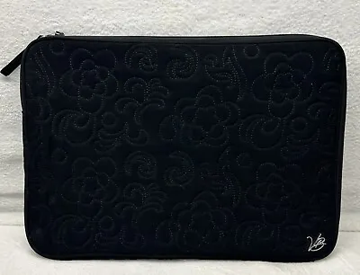 VERA BRADLEY Black Laptop Case SLEEVE Padded Quilted Bag 17  X 12  Floral Inside • $18