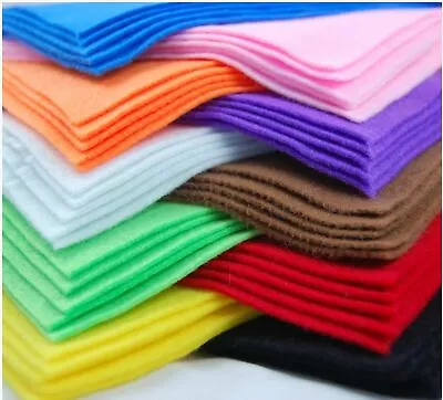 10 PACK ASSORTED A4 FELT FABRIC SHEETS For Arts & Crafts DIY Soft Sewing Colour • £4.99