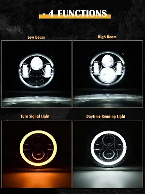 LED 7 Inch Led Round Headlight Halo DRL Angle Signal Lights For Jeep Wrangler • $32.59