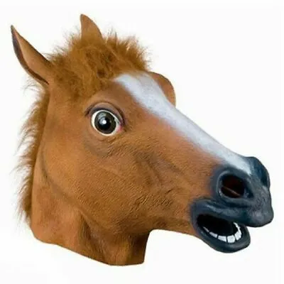 Rubber Horse Head Mask Panto Fancy Party Cosplay Halloween Adult Costume • £14.46