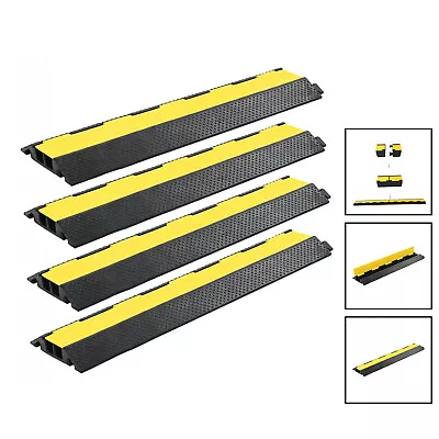 Cable Protector Ramps 4 Pcs 2 Channels Rubber 101.5 Cm [101.5 X 24.5 X 4.7 CM] • £129.75