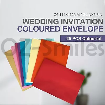 Coloured C6 Envelope Party Wedding Invitation Red Pink Yellow Blue Green • $4.95