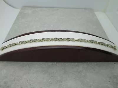 10K Yellow Gold 2 Ct  Round Baguette Diamond Tennis Bracelet 7.7Gr  7.5 Wrist • $649