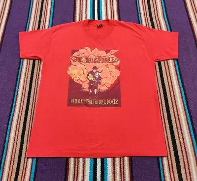 Vtg 90s Firefighters Walk Where The Devil Dances Single Stitch USA T Shirt Sz XL • $14.99