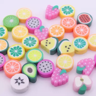 30 Mixed Fruit Shaped Polymer Clay Beads For Jewellery Making Random Mix • £3.50