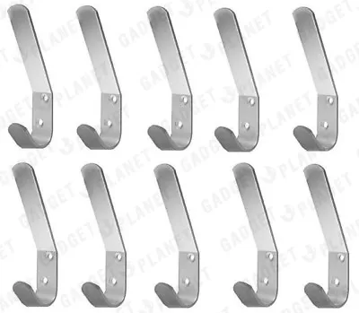 Double HAT & COAT HOOKS Large Pack Aluminium Dress Robe Garment Peg Door Hanger • £3.19