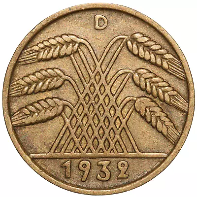 1932 D Germany 10 Reichspfennig Coin • £10