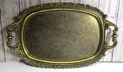 Unsigned Vintage Brass Tray 16  X 10  X 1  • $29.95