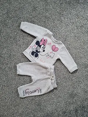 Disney Baby Girls Outfit 0-3 Months Minnie Mouse Tracksuit Grey Casual Jumper D • £4.99
