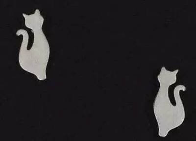 Matte Silver Small Cat Post Earrings New Silver Plated • $5.99